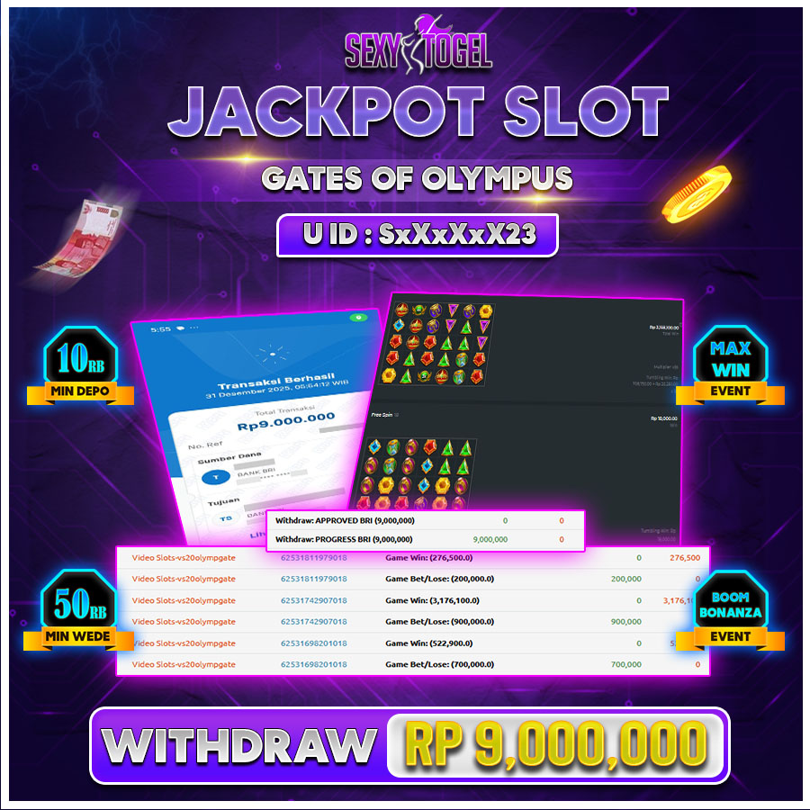 SEXYTOGEL JACKPOT SLOT GATES OF.OLYMPUS Rp.9.000.000.,-LUNAS